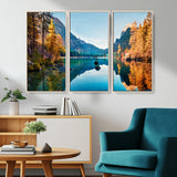32962-MGV-CV-36X24-Mountain Lake Wall Art – Tranquil Autumn Landscape Canvas Print, Nature Reflection Decor for Living Room, Bedroom, Office or Cabin