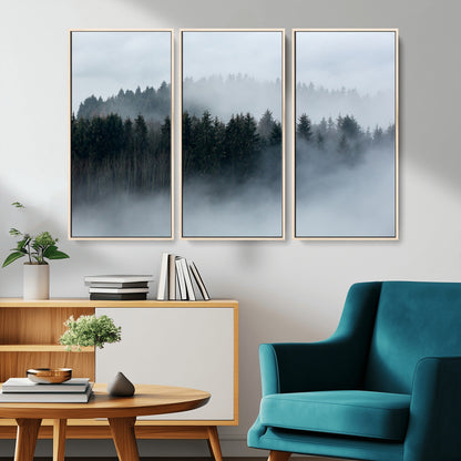 42596-MGV-CV-36X24-Misty Forest Wall Art – Atmospheric Pine Trees Canvas Print, Nature Landscape Decor for Living Room, Bedroom, Office, or Cabin