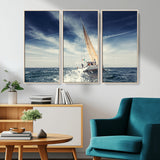 75430-MGV-CV-36X24-Sailing Boat Wall Art – Dynamic Ocean Yacht Canvas Print, Nautical Decor for Living Room, Office, Beach House or Cabin
