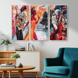 24452-MGV-CV-36X24-Vibrant Jazz Musician Painting - Expressive Art Print of Live Jazz Band, Perfect Wall Decor for Music Lovers and Art Enthusiasts
