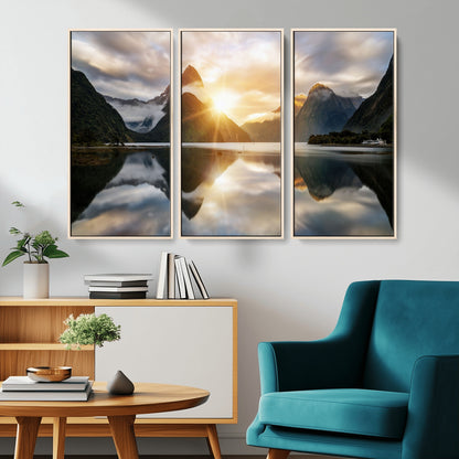 78842-MGV-CV-36X24-Sunrise Mountain Reflection Wall Art – Stunning Nature Landscape Canvas Print for Home, Office, Living Room or Relaxing Space