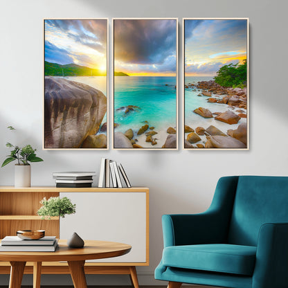 23769-MGV-CV-36X24-Tropical Beach Sunset Wall Art – Serene Ocean Canvas Print, Coastal Landscape Decor for Living Room, Bedroom or Office, Peaceful