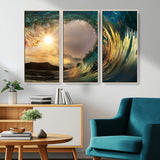 38256-MGV-CV-36X24-Ocean Wave Wall Art – Stunning Sunrise Through Curling Wave Canvas Print, Coastal Surf Photography Seascape Decor for Living Room,