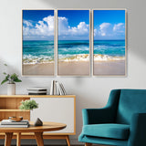 60364-MGV-CV-36X24-Tropical Ocean Wave Wall Art – Serene Blue Sea and White Sand Beach Canvas Print, Coastal Landscape Decor for Living Room, Bedroom
