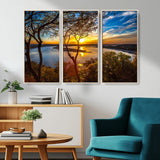 71863-MGV-CV-36X24-Lake Sunset Wall Art – Scenic Nature Canvas Print with Trees and Golden Sky, Serene Landscape Decor for Living Room, Bedroom or