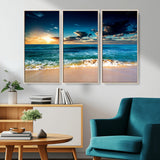 88985-MGV-CV-36X24-Ocean Sunset Wall Art – Tranquil Beach Waves Canvas Print, Coastal Seascape Decor for Living Room or Office
