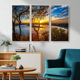 66839-MGV-CV-36X24-Lake Sunset Wall Art – Golden Hour Canvas Print with Trees and Water Reflection, Scenic Landscape Photography for Living Room,