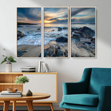 17902-MGV-CV-36X24-Rocky Shore Ocean Sunset Wall Art – Coastal Seascape Canvas Print, Nature Beach Decor for Living Room or Office