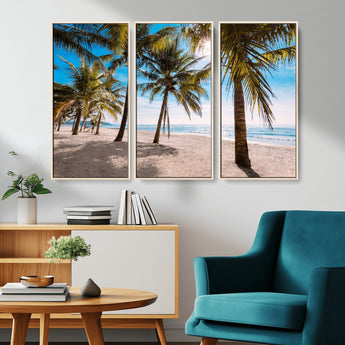 98175-MGV-CV-36X24-Tropical Palm Beach Wall Art – Relaxing Ocean Shore Canvas Print with Palm Trees, Coastal Summer Decor for Living Room, Bedroom or