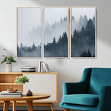 23671-MGV-CV-36X24-Misty Forest Wall Art – Serene Foggy Pine Trees Landscape Canvas Print, Tranquil Nature Decor for Living Room, Bedroom or Office