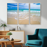 20660-MGV-CV-36X24-Ocean Wave Beach Wall Art – Serene Blue Sea and Sandy Shore Canvas Print, Coastal Landscape Photography Decor for Living Room or