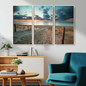 25788-MGV-CV-36X24-Sunset Beach Path Wall Art – Scenic Coastal Dunes and Ocean Canvas Print, Tranquil Seaside Landscape Decor for Living Room or