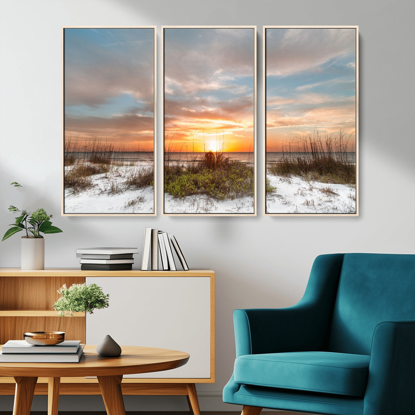 91064-MGV-CV-36X24-Beach Sunset Wall Art – Coastal Sand Dunes and Ocean Horizon Canvas Print, Seaside Landscape Wall Decor for Living Room, Bedroom