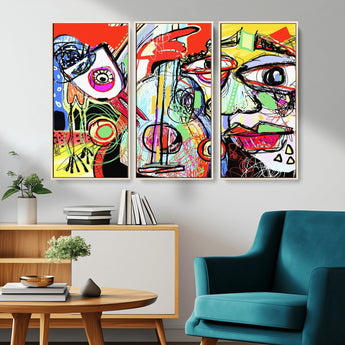 37796-MGV-CV-36X24-Picasso Style Wall Art Canvas Print, Framed Picasso Art Picture Print, Picasso Cubism Perfect Modern Abstract Decor Artwork