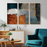 35026-MGV-CV-36X24-Abstract Canvas Wall Art – Modern Teal, Rust, Black and Gold Textured Painting, Contemporary Decor for Living Room, Bedroom or