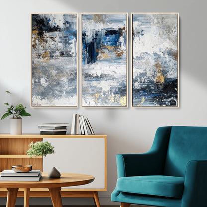 59716-MGV-CV-36X24-Abstract Blue and Gold Wall Art – Modern Textured Canvas Print, Contemporary Painting for Living Room, Bedroom, or Office Decor