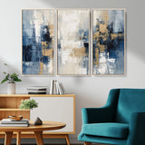 44344-MGV-CV-36X24-Abstract Blue and Gold Wall Art – Modern Hand Painted Canvas Print, Contemporary Textured Painting for Living Room, Bedroom or