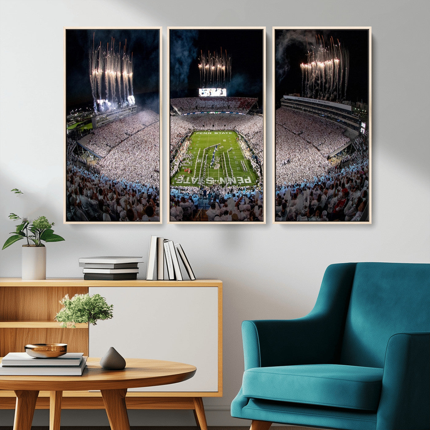 11391-MGV-CV-36X24-Penn State Stadium Wall Art – Panoramic White Out Football Game Canvas Print, College Sports Decor for Office, Man Cave, or Living