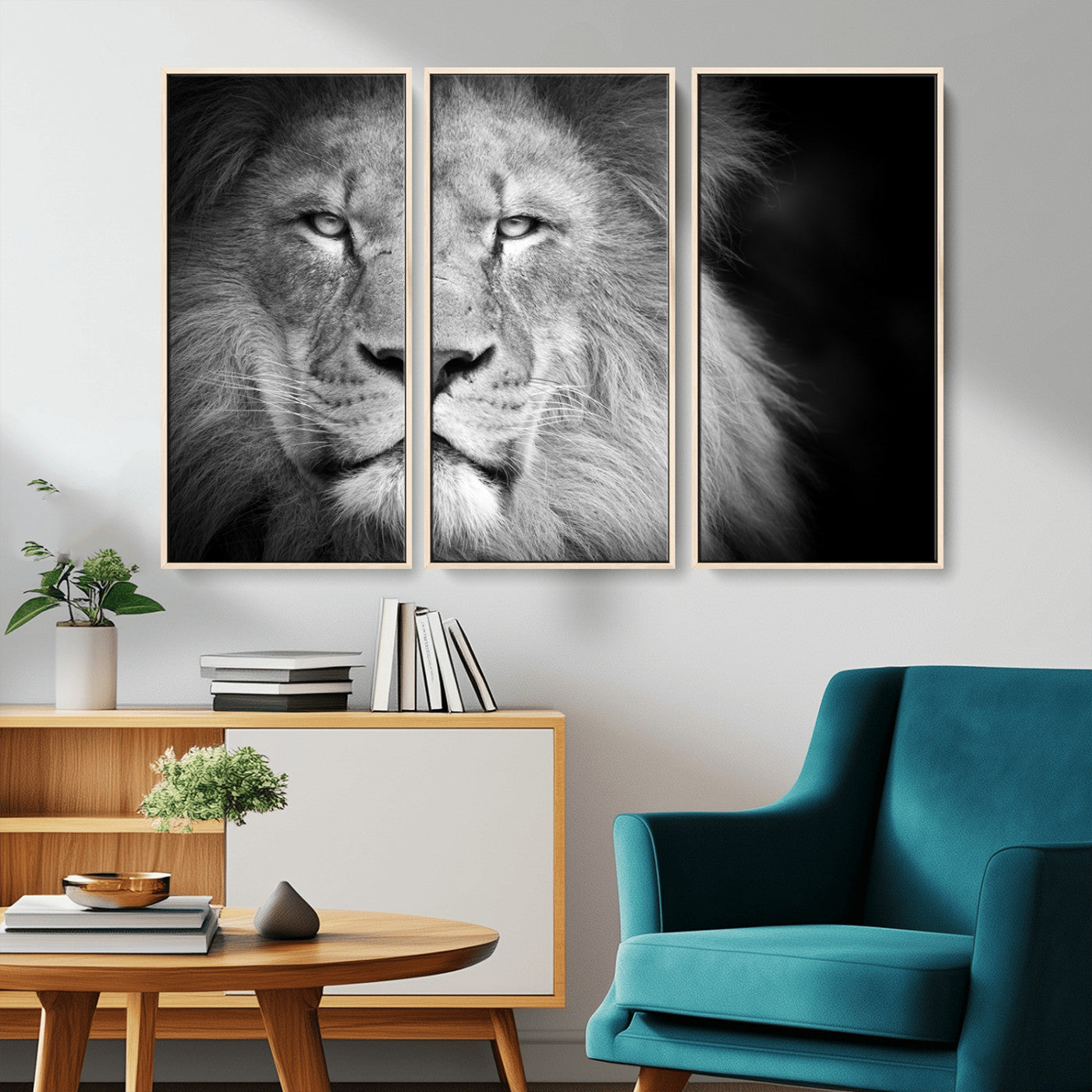 94453-MGV-CV-36X24-Lion Portrait Wall Art – Black and White King of the Jungle Canvas Print, Safari Wildlife Decor for Office, Bedroom, or Living