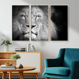 94453-MGV-CV-36X24-Lion Portrait Wall Art – Black and White King of the Jungle Canvas Print, Safari Wildlife Decor for Office, Bedroom, or Living