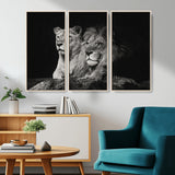 80013-MGV-CV-36X24-Lion and Lioness Wall Art – Black and White Wildlife Photography Canvas Print, African Safari Animal Decor for Office, Bedroom, or