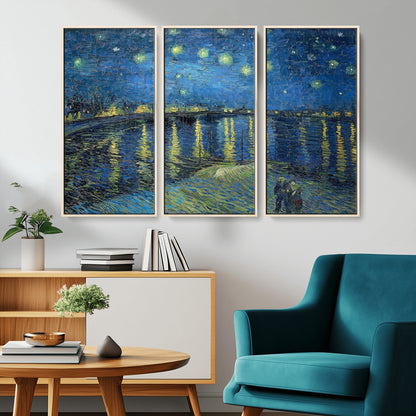 94605-MGV-CV-36X24-Starry Night Over the Rhone Wall Art – Vincent van Gogh Canvas Print, Famous Impressionist Painting for Living Room, Office