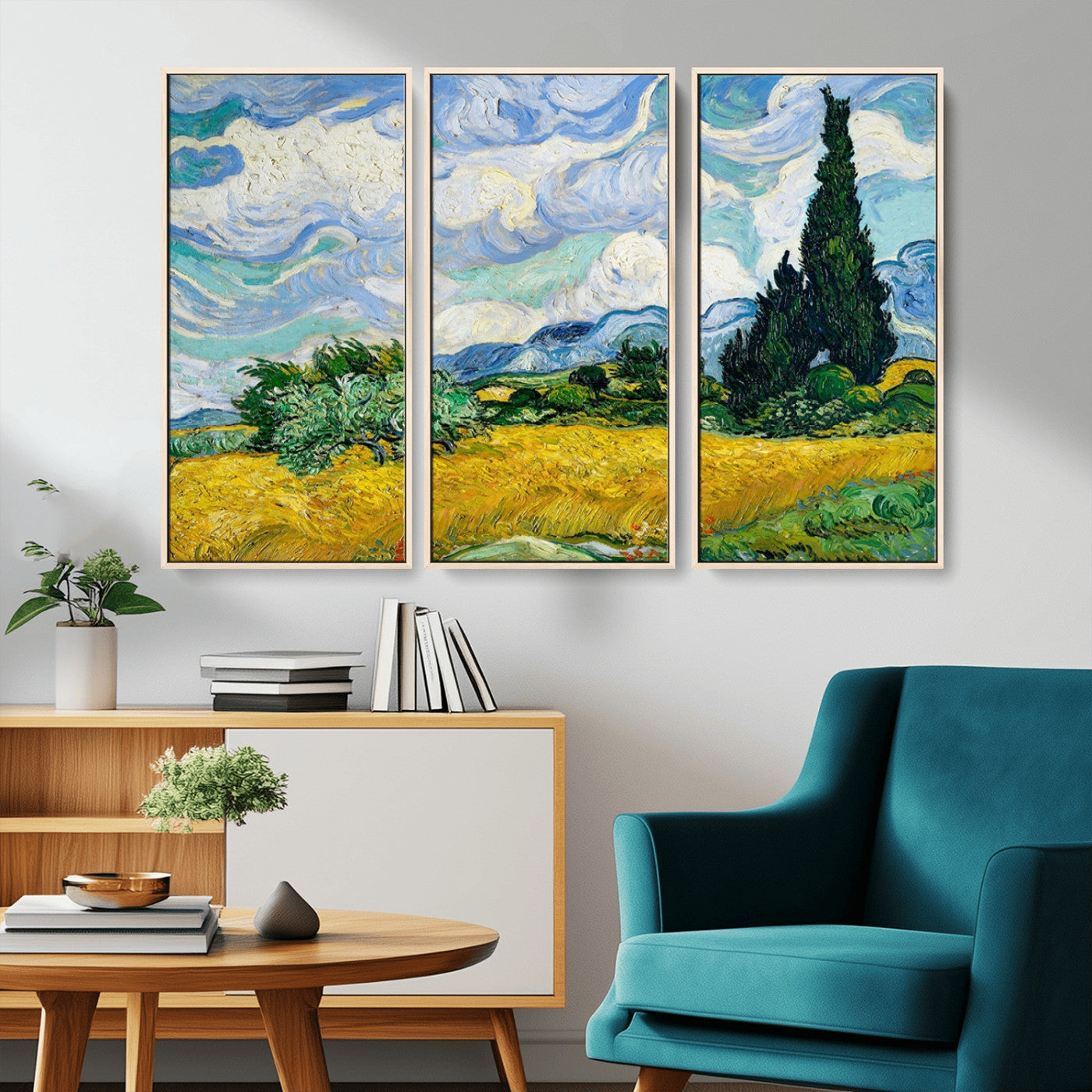 97252-MGV-CV-36X24-Wheat Field with Cypress – Van Gogh Wall Art, Impressionist Landscape Canvas Print, Rustic Home Decor for Living Room or Office
