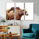 76943-MGV-CV-36X24-Mom Bear Wall Art Canvas Print, Framed Bear Photography Art Picture Print, Rustic Bear and Cub Perfect Rustic Farmhouse Decor