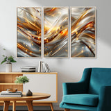 Lines1-MGV-CV-36X24-Abstract Metallic Wall Art – Silver and Gold Wave Canvas Print with Sparkling Accents, Modern Luxury Decor for Living Room, Office