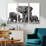 91685-MGV-CV-36X24-Elephant Herd Wall Art – Black and White Safari Canvas Print, African Wildlife Photography Decor for Living Room, Office or
