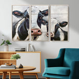 28934-MGV-CV-36X24-Farmhouse Cow Wall Art – Rustic Black and White Dairy Cattle Canvas Print, Country Barn Animal Painting for Kitchen, Living Room