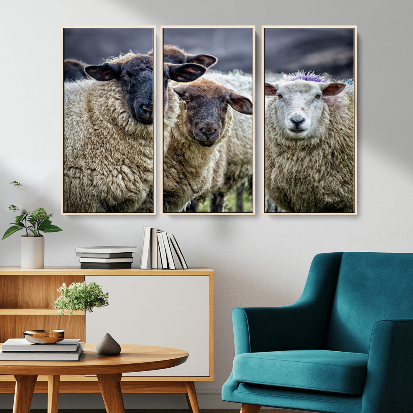 18418-MGV-CV-36X24-Sheep Wall Art Canvas Print, Framed Farmhouse Sheep Art Picture Print, Sheep Herd Perfect Rustic Farmhouse Decor Artwork