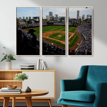 34859-MGV-CV-36X24-Wrigley Field Wall Art Canvas Print, Framed Chicago Cubs Stadium Art Picture Print, Wrigley Stadium Field Perfect Sport Room Decor