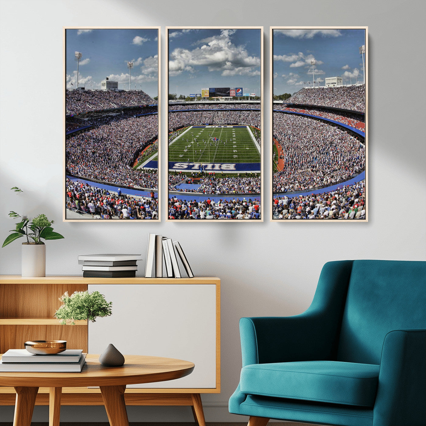 76491-MGV-CV-36X24-Buffalo Bills Stadium Wall Art Canvas Print, Framed Bills Stadium Art Picture Print, Highmark Stadium Perfect Sport Room Decor
