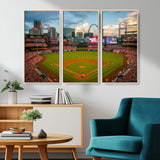 91908-MGV-CV-36X24-Baseball Stadium Wall Art – Canvas Print Game Day Field City Skyline Iconic Arch Scene Sports Photography, Decor for Game Room,