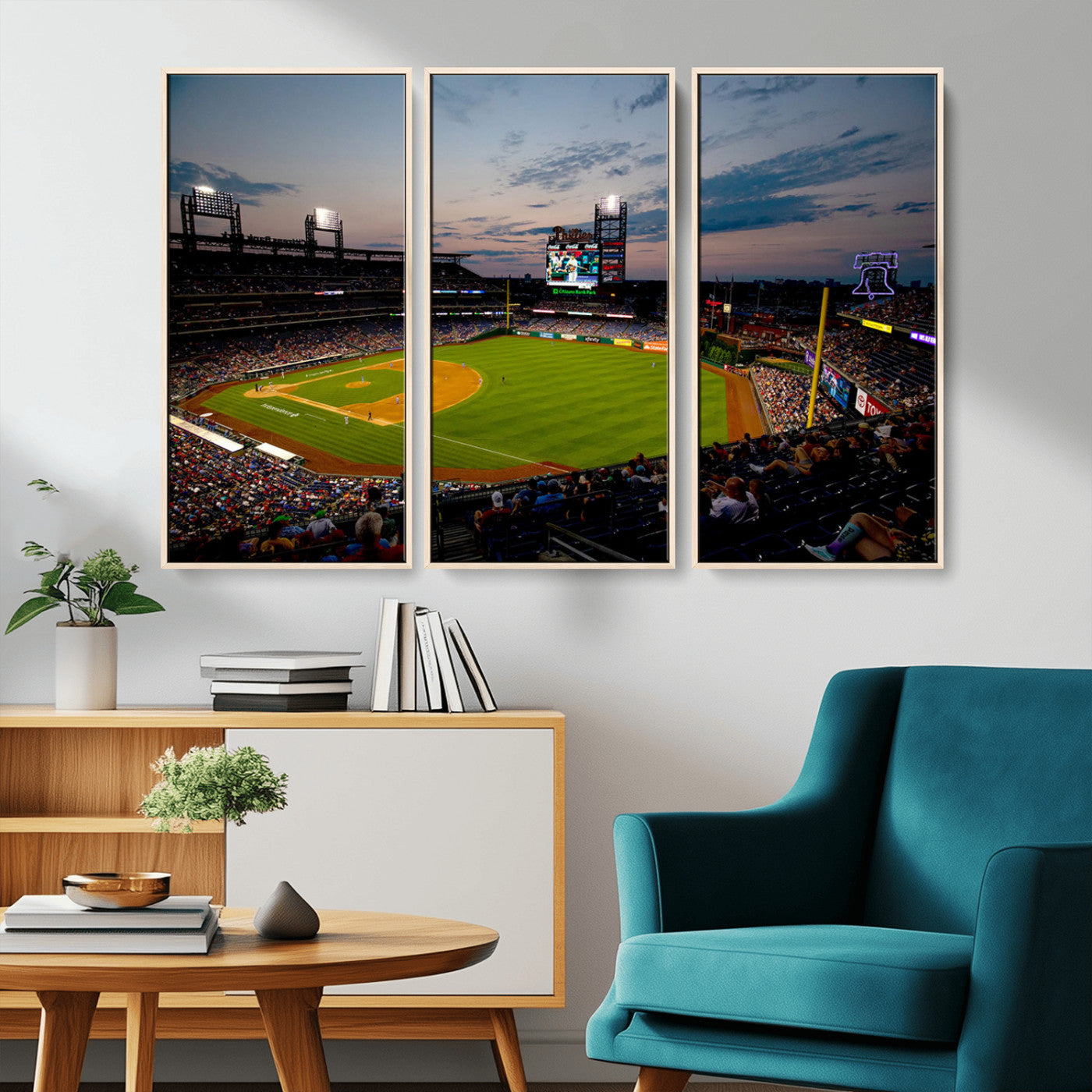 17415-MGV-CV-36X24-Philadelphia Phillies Stadium Wall Art Canvas Print, Framed Citizens Bank Park Art Picture Print, Phillies Stadium Field Perfect