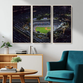 16515-MGV-CV-36X24-Dodgers Stadium Wall Art Canvas Print, Framed Baseball Stadium Art Picture Print, Dodgers Field Perfect Sport Room Decor Artwork