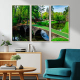 57655-MGV-CV-36X24-Golf Course Wall Art – Canvas Print Scenic Green Fairway Stone Bridge Water Reflection Landscape, Classic Sports Decor for Office,