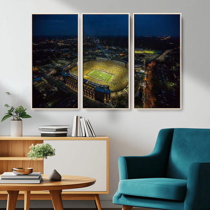 52519-MGV-CV-36X24-Michigan Football Stadium Wall Art Canvas Print, Framed Michigan Stadium Art Picture Print, Michigan Wolverines Field Perfect