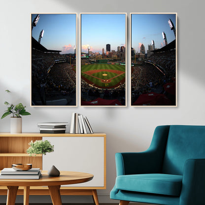 67670-MGV-CV-36X24-PNC Park Stadium Wall Art Canvas Print, Framed Pittsburgh Pirates Stadium Art Picture Print, PNC Park Field Perfect Sport Room