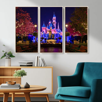 79435-MGV-CV-36X24-Disney Castle Wall Art Canvas Print, Framed Magic Kingdom Art Picture Print, Disney World Perfect Child Room Decor Artwork