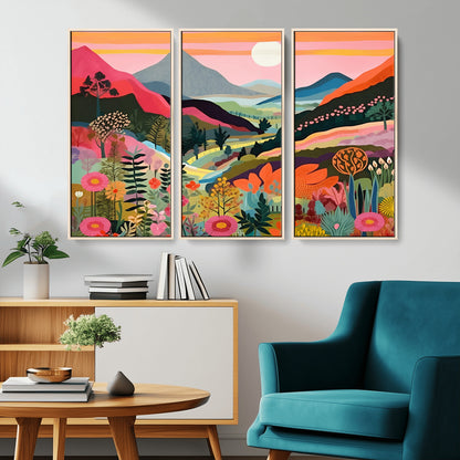 61376-MGV-CV-36X24-Floral Valley Wall Art – Panoramic Mountain Landscape Canvas Print, Vibrant Nature Decor for Living Room, Office, or Bedroom