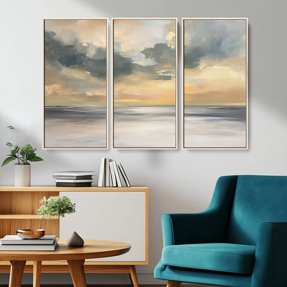 45544-MGV-CV-36X24-Ocean Sunset Wall Art – Serene Seascape Canvas Print with Golden Sky and Calm Water, Coastal Beach Artwork for Living Room,