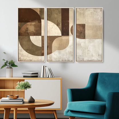 59767-MGV-CV-36X24-Abstract Geometric Shapes Wall Art – Modern Minimalist Canvas Print, Neutral Brown Beige Tan Artwork for Living Room, Bedroom,