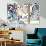 51497-MGV-CV-36X24-Abstract Blue and Gold Wall Art – Modern Fluid Ink Style Canvas Print, Elegant Contemporary Decor for Living Room, Office