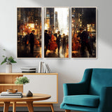 58782-MGV-CV-36X24-Jazz Musicians Cityscape Wall Art – Vibrant Urban Night Canvas Print, Elegant Music Themed Decor for Living Room, Office, or Music