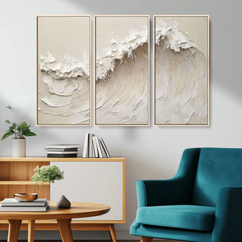 45175-MGV-CV-36X24-Textured Wave Wall Art Canvas Print, Framed Minimal Seascape Art Picture Print, Elegant Wave Perfect Modern Coastal Decor Artwork