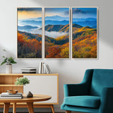 86772247-MGV-FC-48X32-3P_Natural-Autumn Mountains Wall Art Canvas Print, Framed Fall Foliage Art Picture Print, Vibrant Hills Perfect Vibrant Nature Decor Artwork
