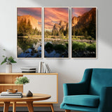 31199457-MGV-CV-36X24-Yosemite Valley Wall Art Canvas Print, Framed El Capitan Art Picture Print, Sunset Sky Perfect Vibrant Western Decor Artwork