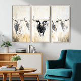 40397799-MGV-CV-36X24-Texas Longhorn Wall Art Canvas Print, Framed Rustic Herd Art Picture Print, Western Bull Perfect Neutral Western Decor Artwork